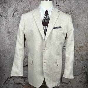 Palm Beach Men's 100% Linen Sport Coat Blazer/Jacket Cream/Off White Bradley 46R